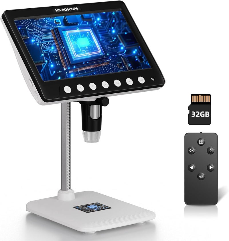 WINWEND Coin Microscope for Error, 7'' LCD Magnifying Glass with Light, 1200X & 1080P Soldering Microscope, 32GB Coin Magnifier with 8 Adjustable LED Lights, Cool Gadgets Microscopes for Coins, Jewelry - Image 1